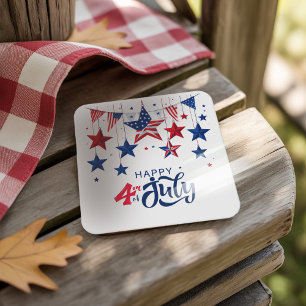 Happy 4th of July Hanging Stars ID1103 Vierkante Kartonnen Onderzetter
