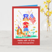 Happy 4th of July Kleindochter Custom Kaart (Gele Bloem)