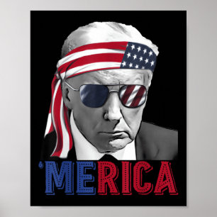 Happy 4th of July Merica Trump Amerikaanse vlag Poster