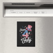 Happy 4th of July Patriottische Amerikaanse vlag Magneet (Insitu (Vaatwasser))