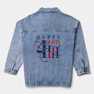 Happy 4th of July Red White and Blue Denim Jacket