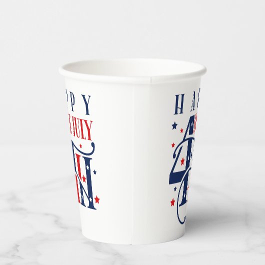 Happy 4th of July Red White and Blue Papieren Bekers (Rechts)