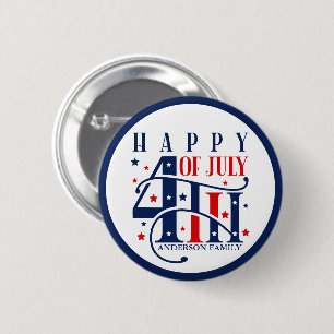 Happy 4th of July Red White and Blue Ronde Button 5,7 Cm