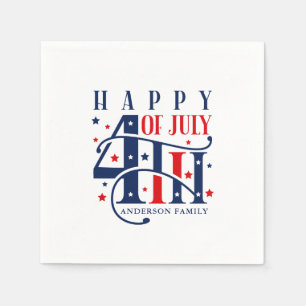 Happy 4th of July Red White and Blue Servet