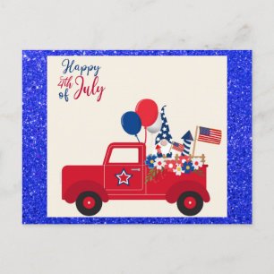 Happy 4th of July Schattige Gnome Rood Wit en Blau Briefkaart