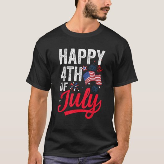 Happy 4th Of July US Flag American Funny Fourth 4t T-shirt (Voorkant)