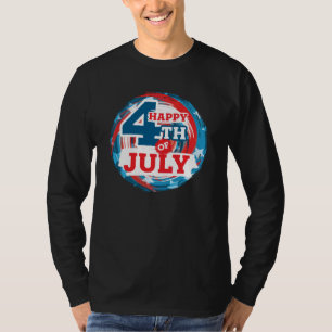 Happy 4th of July - USA flag Color T-shirt
