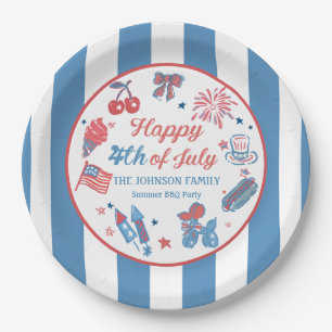 Happy 4th of July Vuurwerk BBQ Party Papieren Bord