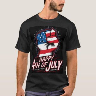 Happy 4th van juli gebalde vuist patriottisch zwar t-shirt