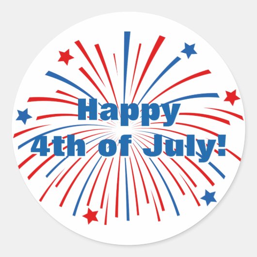 Happy 4th van juli Onafhankelijkheidsdag feest sti Ronde Sticker (Voorkant)