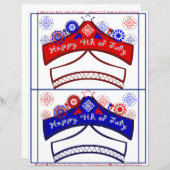 Happy 4th van juli Rood Wit Blauw Party Petten Cra (Voorkant / Achterkant)