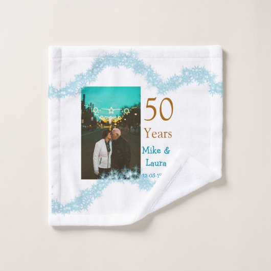 Happy 50th anniversary add couple name date weddin (Gant de toilette)