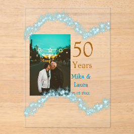 Happy 50th anniversary add couple name date weddin acryl uitnodigingen