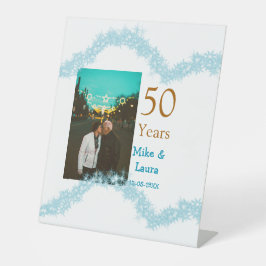 Happy 50th anniversary add couple name date weddin reclamebord met voetstuk