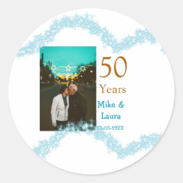 Happy 50th anniversary add couple name date weddin ronde sticker