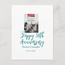 Happy 50th anniversary photo turquoise bow name da