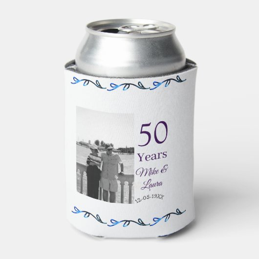 Happy 50th Anniversary Voeg paar naam datum bruilo Blikjeskoeler (Blikje Voorkant)