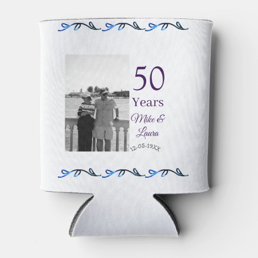 Happy 50th Anniversary Voeg paar naam datum bruilo Blikjeskoeler (Voorkant)