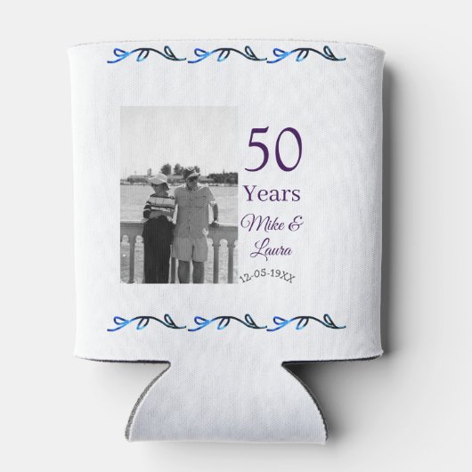 Happy 50th Anniversary Voeg paar naam datum bruilo Blikjeskoeler (Achterkant)