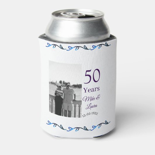 Happy 50th Anniversary Voeg paar naam datum bruilo Blikjeskoeler (Blikje Achterkant)