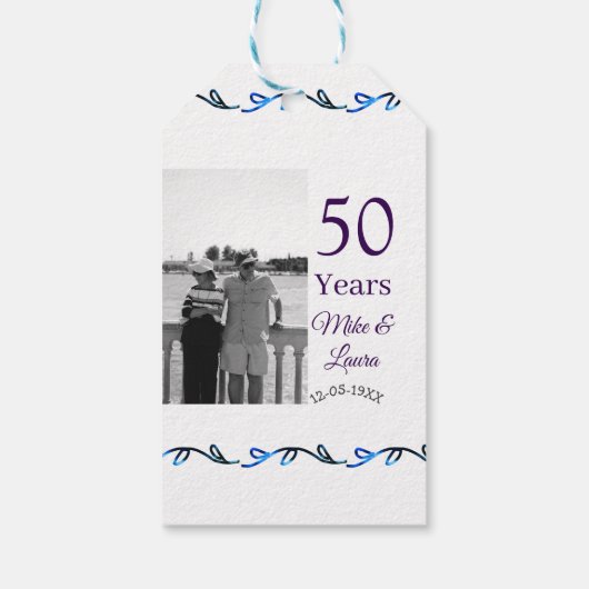 Happy 50th Anniversary Voeg paar naam datum bruilo Cadeaulabel (Achterkant)