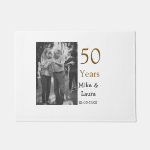Happy 50th Anniversary Voeg paar naam datum bruilo Deurmat