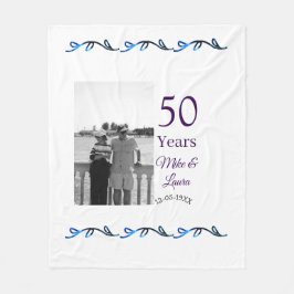 Happy 50th Anniversary Voeg paar naam datum bruilo Fleece Deken