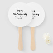 Happy 50th Anniversary Voeg paar naam datum bruilo Handwaaier (Voorkant en achterkant)