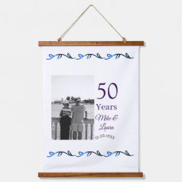 Happy 50th Anniversary Voeg paar naam datum bruilo Hangend Wandkleed