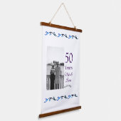 Happy 50th Anniversary Voeg paar naam datum bruilo Hangend Wandkleed (Gebogen)