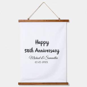 Happy 50th Anniversary Voeg paar naam datum bruilo Hangend Wandkleed