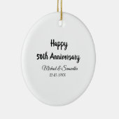 Happy 50th Anniversary Voeg paar naam datum bruilo Keramisch Ornament (Rechts)