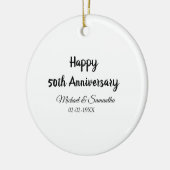 Happy 50th Anniversary Voeg paar naam datum bruilo Keramisch Ornament (Links)