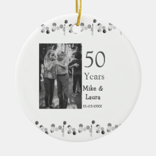 Happy 50th Anniversary Voeg paar naam datum bruilo Keramisch Ornament