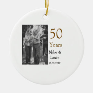 Happy 50th Anniversary Voeg paar naam datum bruilo Keramisch Ornament
