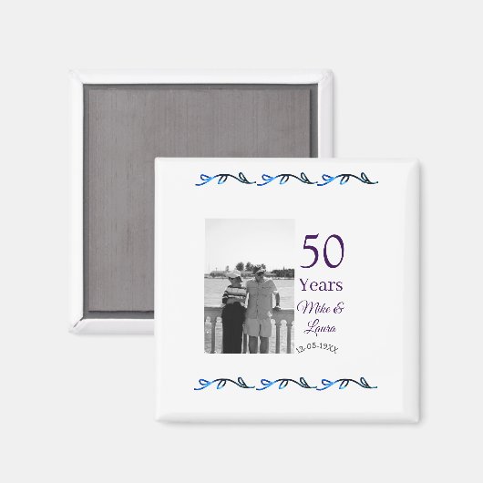 Happy 50th Anniversary Voeg paar naam datum bruilo Magneet (Voorkant / Achterkant)