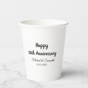 Happy 50th Anniversary Voeg paar naam datum bruilo Papieren Bekers