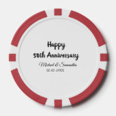 Happy 50th Anniversary Voeg paar naam datum bruilo Poker Chips (Voorkant)