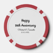 Happy 50th Anniversary Voeg paar naam datum bruilo Poker Chips (Achterkant)