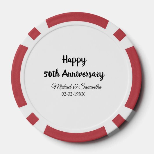 Happy 50th Anniversary Voeg paar naam datum bruilo Poker Chips (Achterkant)