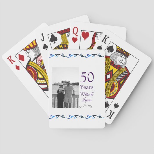 Happy 50th Anniversary Voeg paar naam datum bruilo Pokerkaarten (Achterkant)