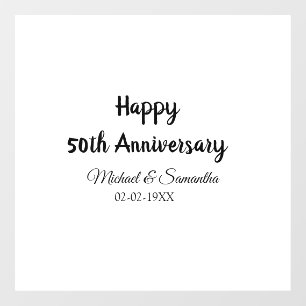Happy 50th Anniversary Voeg paar naam datum bruilo Raamsticker