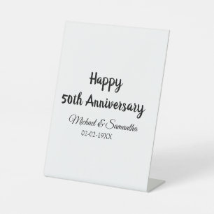 Happy 50th Anniversary Voeg paar naam datum bruilo Reclamebord Met Voetstuk
