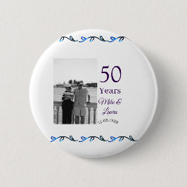 Happy 50th Anniversary Voeg paar naam datum bruilo Ronde Button 5,7 Cm