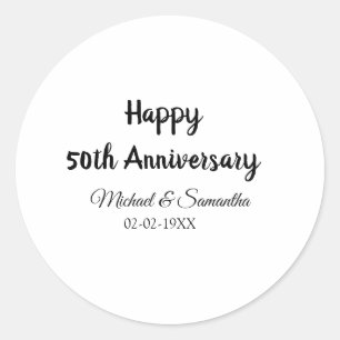 Happy 50th Anniversary Voeg paar naam datum bruilo Ronde Sticker