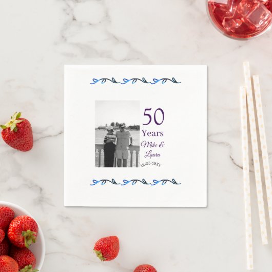 Happy 50th Anniversary Voeg paar naam datum bruilo Servet (Insitu)