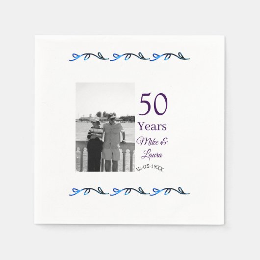 Happy 50th Anniversary Voeg paar naam datum bruilo Servet (Voorkant)