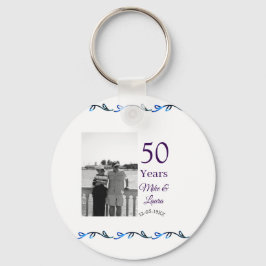 Happy 50th Anniversary Voeg paar naam datum bruilo Sleutelhanger