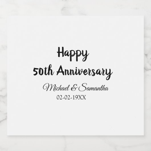 Happy 50th Anniversary Voeg paar naam datum bruilo Sparkling Wijnetiket (Enkel label)