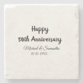 Happy 50th Anniversary Voeg paar naam datum bruilo Stenen Onderzetter (Voorkant)